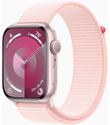 Apple Watch Series 9 GPS 45mm Pink Aluminum Case with Light Pink Sport Loop (MR9J3)